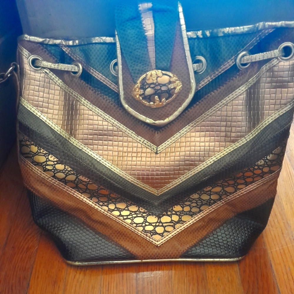 Vintage Metallic Chevron Handbag